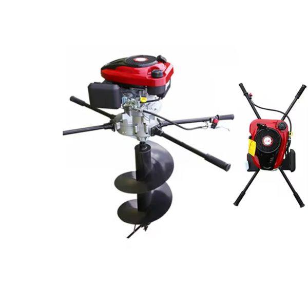 Portable Auger Boring Machine with Air-Cooled 2-Stroke Engine for Versatile Earth and Ice Drilling