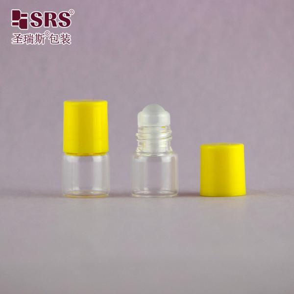 BLP-1ML Mini Travel Size Vial de vidro transparente Botão de bola de rolos Para perfume de óleo essencial Sem vazamento