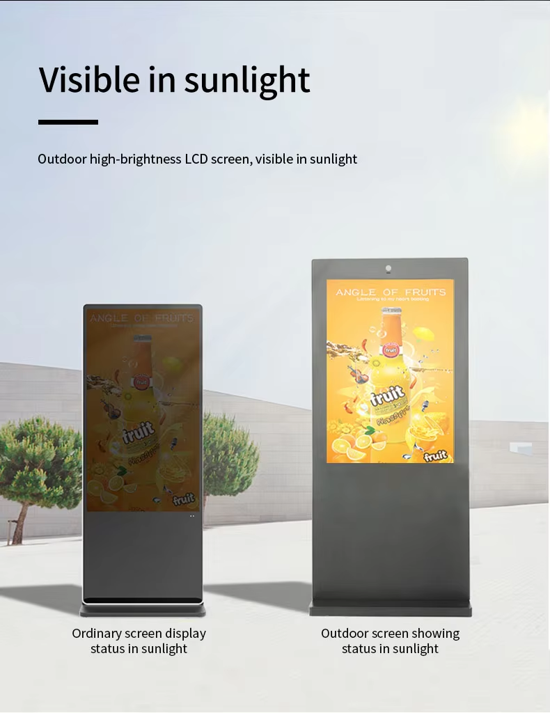 75'' Double Side Outdoor Commercial Kiosk Digital Signage IP65 Floor Stand