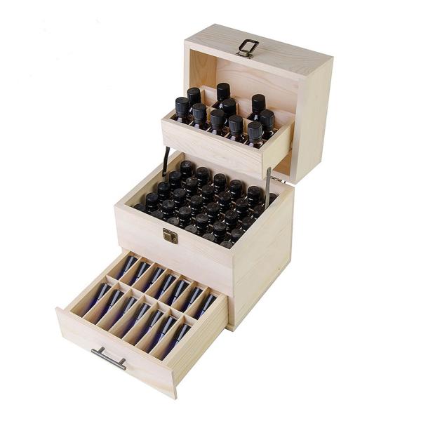Practical Wood Essential Oil Storage Box with Dividers Made from Environmental Wood