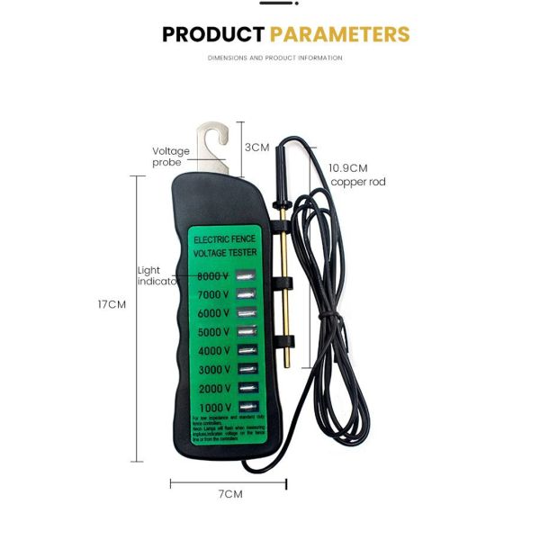 Wuxi Imhoo Electric Fence Tester 1000V to 8000V Pulse Voltage Measurement Fence Controllers for Electric Fencing Equipment