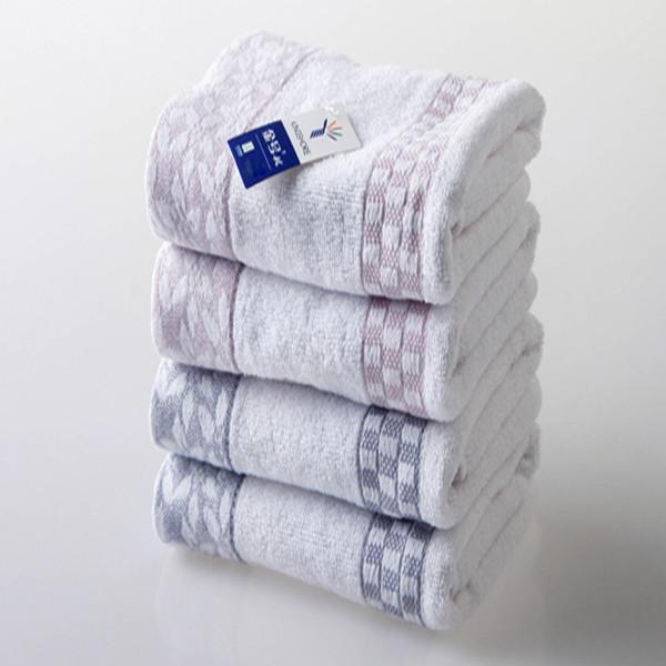 72*34cm Pure Cotton simple classic grid face towel embroidered hand towel with satin