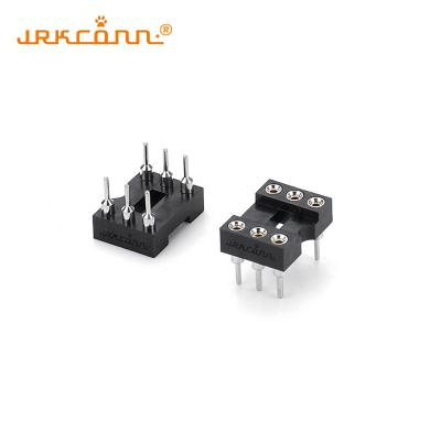 IC Socket Connector 6 Positions Round Pin Machined H3.0 Female Header Straight with 2.54mm Pitch