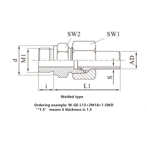 316 Stainless Steel Hydraulic Couplings Metric Thread With Soft Seal GE Stud