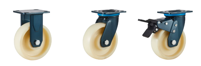 High Precison Double Ball Bearings 4 / 5 / 6 / 8 Inch Heavy Duty Machine Nylon Swivel Caster Wheels
