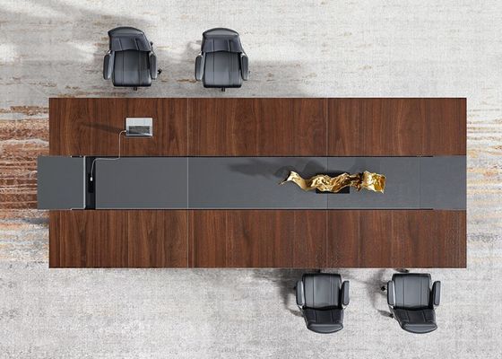 Larry Conference Table with L-shape Structure and Modern Retro Styling in Multiple Sizes