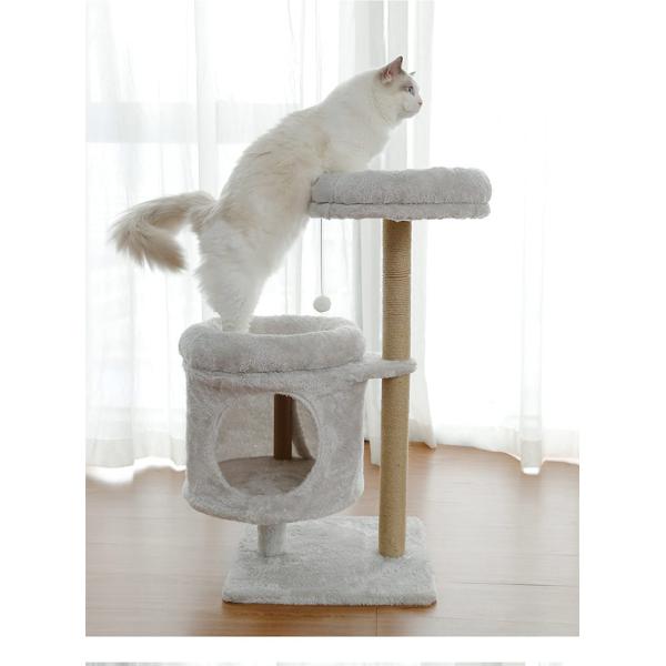 Upgrade Your Cat's Play Area with Our Gray Cat Tree Tower and Scratching Post