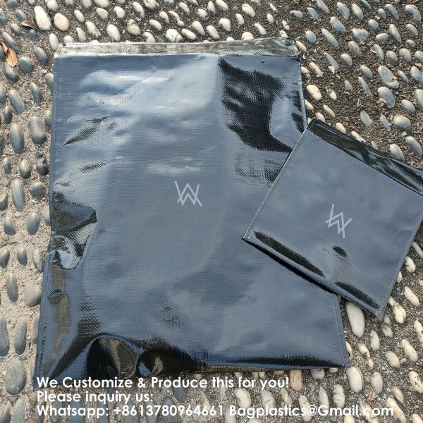 Custom Logo Polypropylene Button Closure Fabric Mailing Bag For Clothes Packaging With 2 Tape And Tear Strip On The Top Envelope Self-Adhesive Bag Express Clothing Small Card Envelope