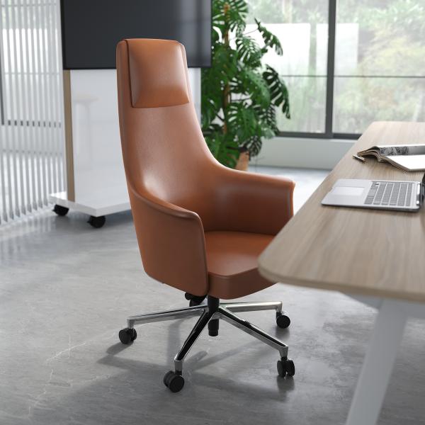 Luxury Executive Office Leather Chairs With Wheels and Adjustable Height