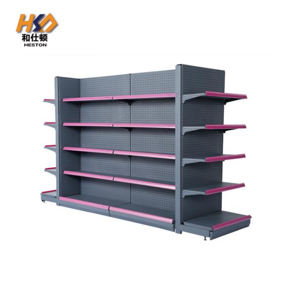 Metallic Cold-Rolled Steel Gondola Retail Display Racks Supermarket Shelves