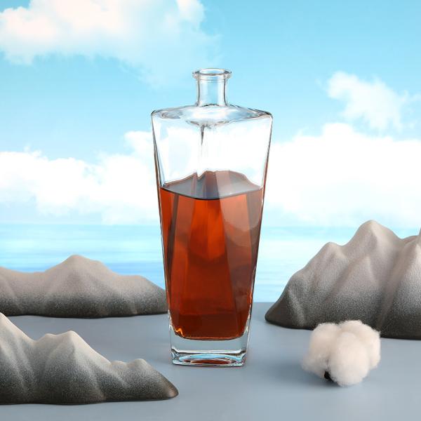 Collar Material 750ml Clear Empty Olso Vodka Liquor Gin Rum Glass Bottle with Cork Caps