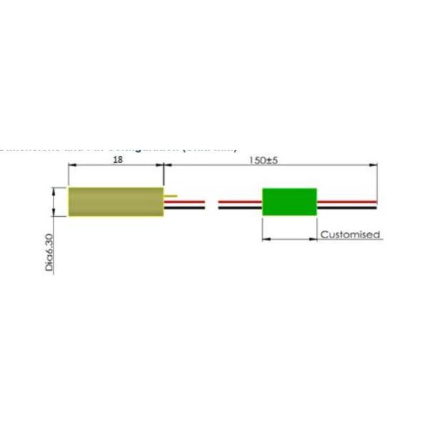 Compact 1-5mW Laser DPSS Module for Laser Alignment 6.3x18mm Working Voltage 2.7-5.0V