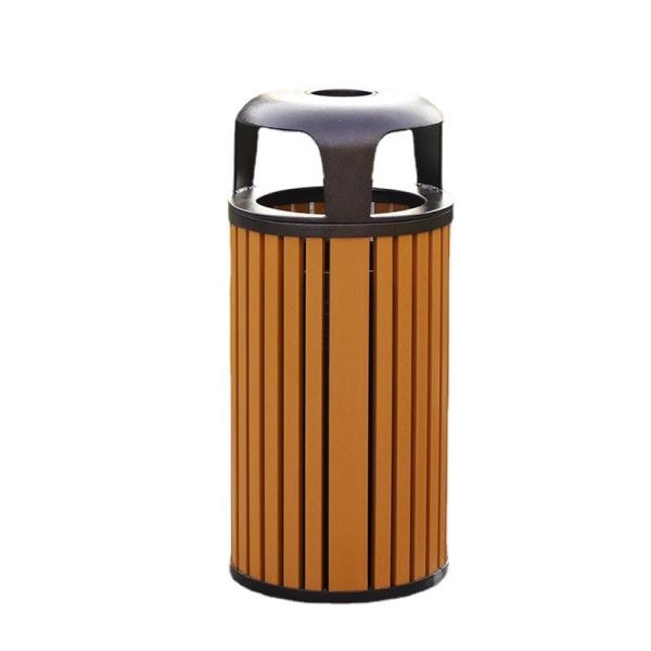 Custom Black Circular Rubbish Bin Metal Single Bucket Waste Bin