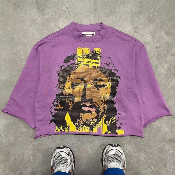 T-shirt pour homme en coupe couleur 100% coton poids lourd imprimé graphique 3/4 manche