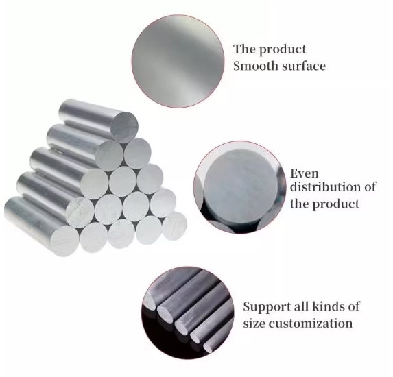 6063 6082 6061 6068 Aluminum Alloy Bar Custom Size Aluminum Billet Bars Round Solid Aluminum Rod