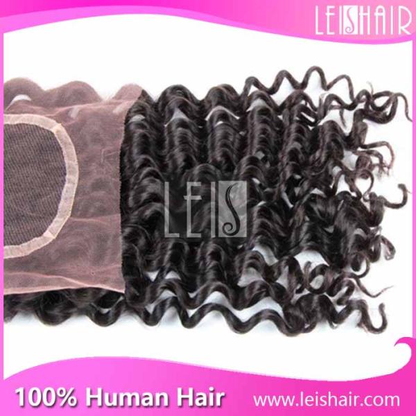 fashion peruvian virgin hair curly wave lace closure
