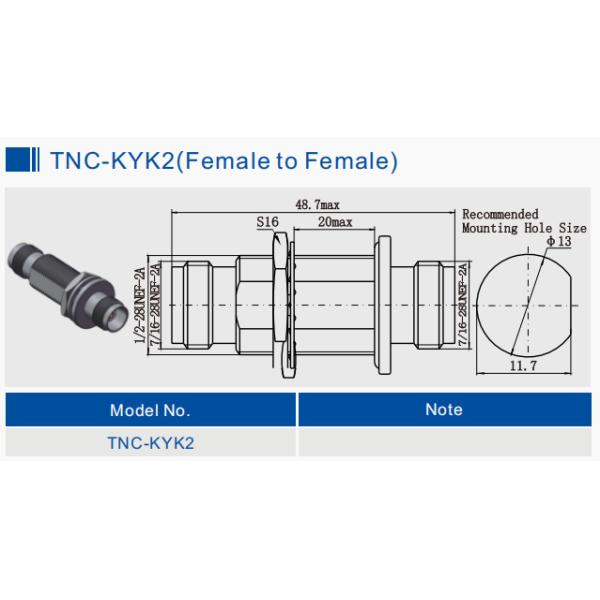 50 Ohm TNC Jack to TNC Jack, TNC Female to Female Bulkhead Screw Mouting Adapter optimal working frequency range DC-11GHz