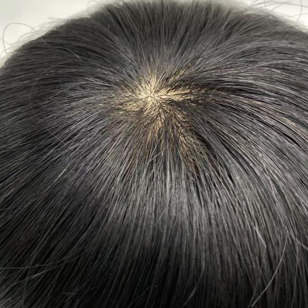 New Arrival Indian Human Hair Toupee for Men Natural Hairline and Invisible Knots Color Black Silk Base Hair Toupee