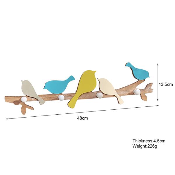 крюки для пальто, поставки стены птицы комнаты ребенка 48*13.5cm ремесел Natrual деревянные