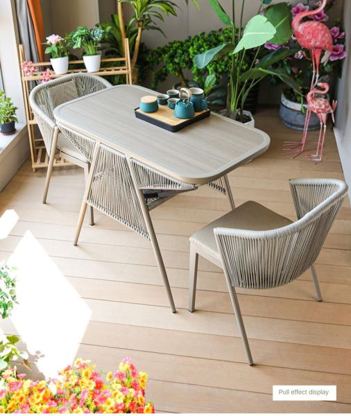 Soft Doll Cotton Cushion Contemporary Style 3Piece Outdoor Patio Table and Chair Set