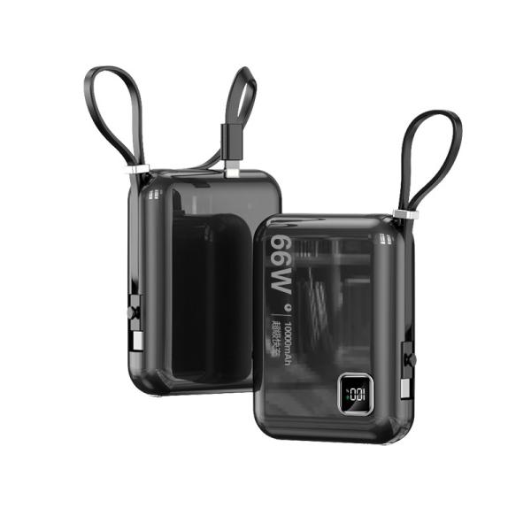 66W 10000mAh Type C PD Mobile Phone Fast Charging Power Bank Plastic Li-polymer Battery