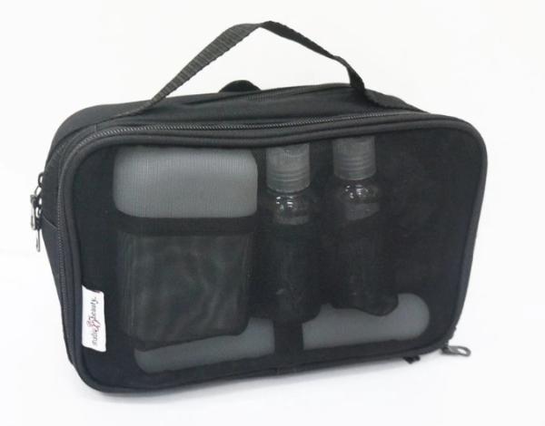 Black Mesh Makeup Bag / Toiletry Bag / Cosmetic Bags Reusable For Men