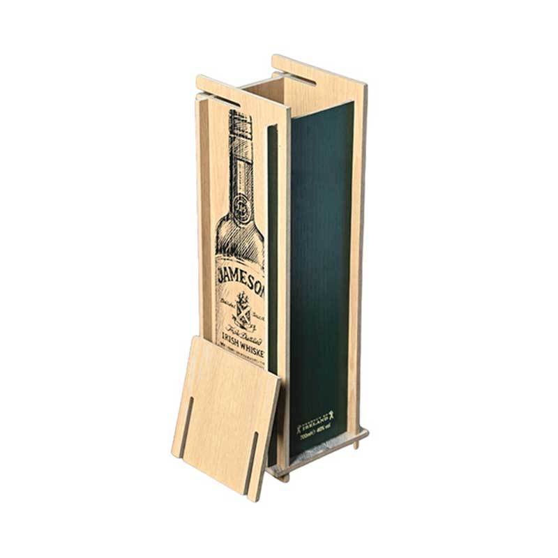 Custom Engraved Logo Premium Wood Material Sliding-lid Wine Gift Box with Smooth Slide Design