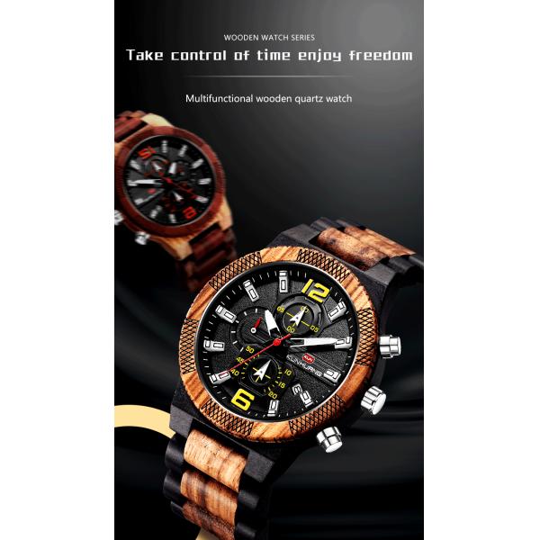 Man Black Dial Wooden Quartz Watch Business Wristwatch Water Proof 1019-1
