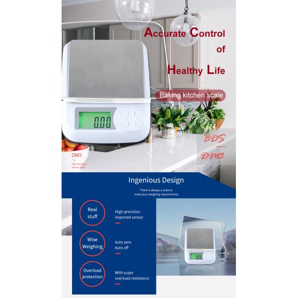 Báscula digital de alimentos de acero inoxidable con precisión de 1G para granos de café, panadería y té. Fácil mantenimiento. Pesaje culinario. Soporte OEM personalizado.