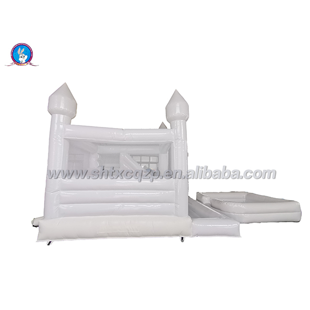 White Wedding Inflatable Bounce House Combo with Slide and Ball Pit for Kids Events