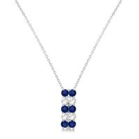 Mujeres Crystal Chain Necklace Fashion de la joyería de S925 Sterling Silver Elegant Sapphire CZ