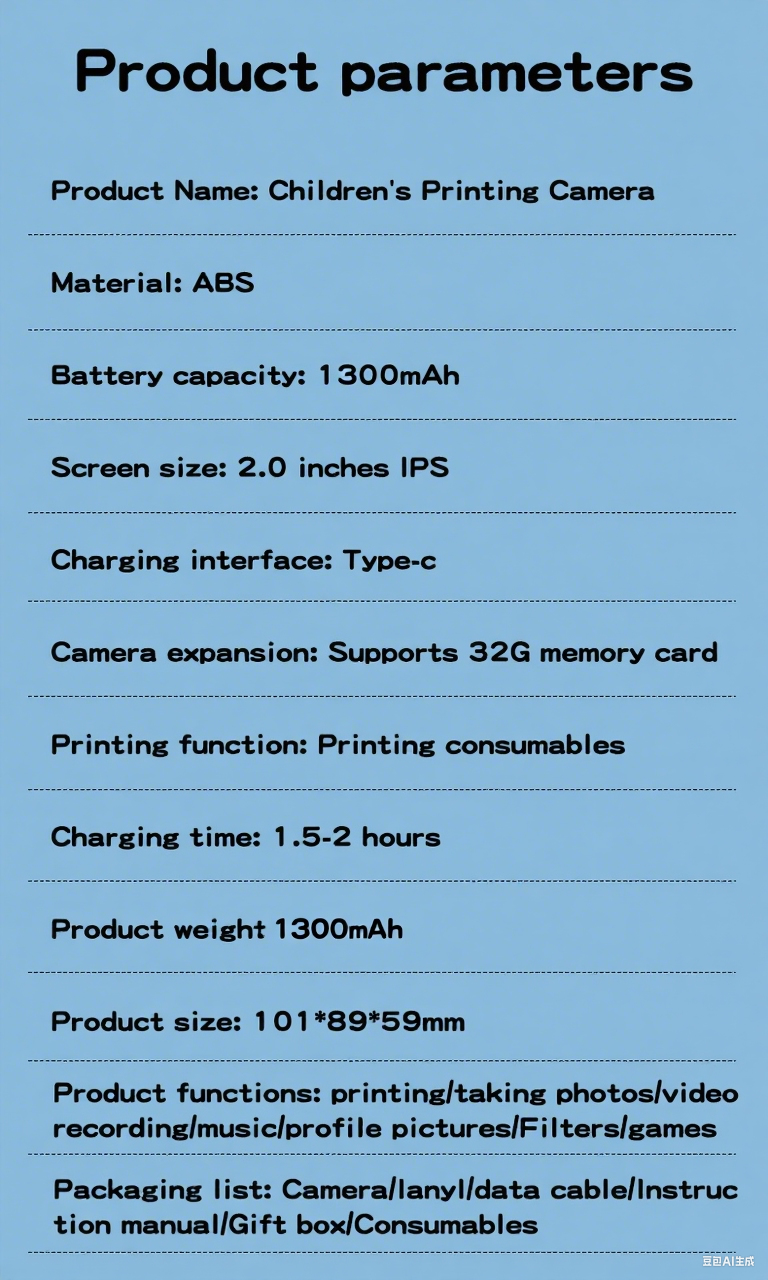 DLC Kids Instant Photo Thermal No Ink Printing Camera with LED Flash Dual Lenses2.0 Inch IPS Eye-Protect Screen 1080P Video