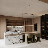 Unités de cuisine en faisceau de bois massif complet en chêne blanc en faisceau de cuisine réel Shaker Door Nouveau design de luxe Armoires de cuisine modulaires