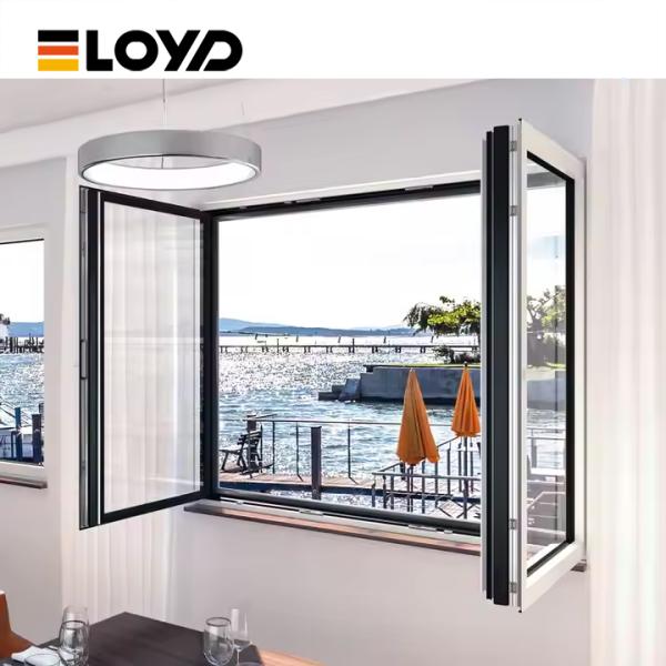 Triple-Panel Aluminum Folding Window with Double Tempered Glass