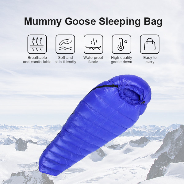 Холодная погода вниз спальный мешок для мам водонепроницаемый синий детский спальный мешок 20D нейлон