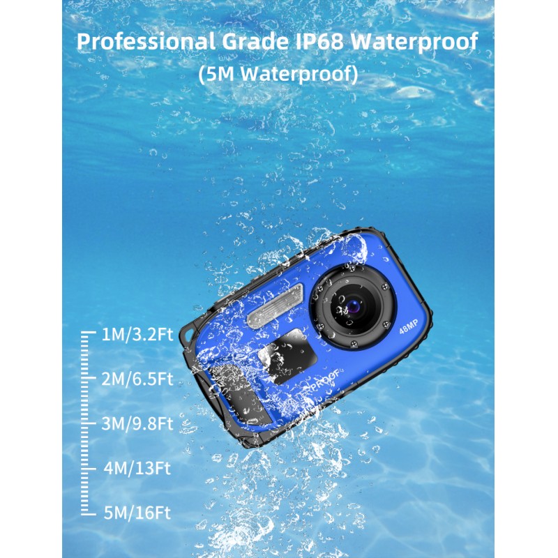 Retro HD 1080P Waterproof Camera 2.4 Inch Screen IP68 5M Waterproof Auto Focus 4X Digital Zoom Underwater Camera for Diving