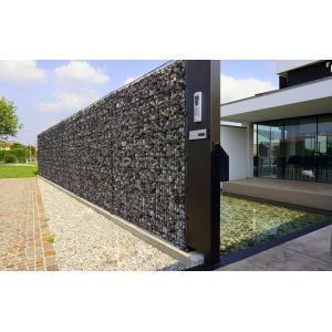 Système de clôture en gabion en treillis métallique galvanisé en PVC revêtu de pierre rempli de soudure