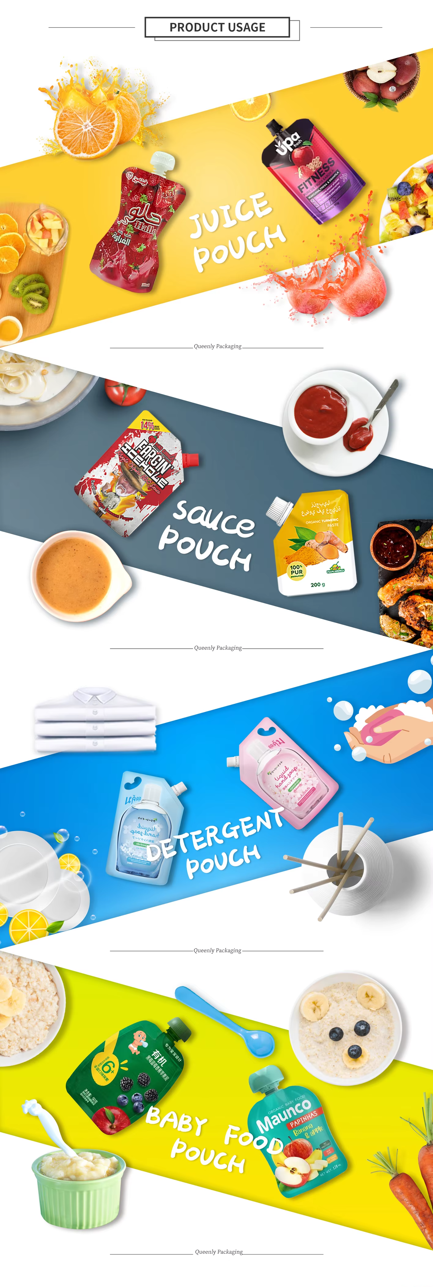 Custom Printed Detergent & Cleaner Liquid Spout Pouch - Leak-Proof Customizable Stand-Up Refill Bag