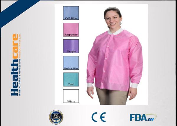 OEM Sterile Disposable Visitor Coats With Buttons , Disposable Hospital Scrubs 