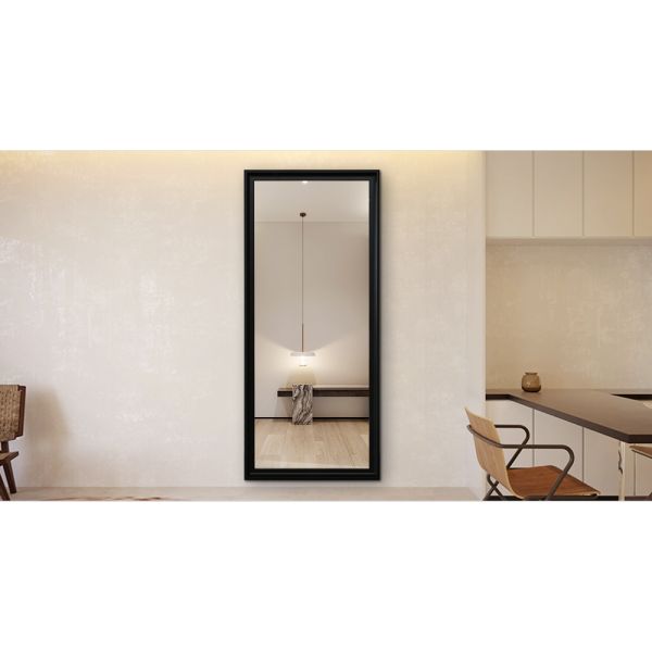 Vintage Wooden Framed Full Length Mirror , Rectangle LED Full Body Mirror For Living Room