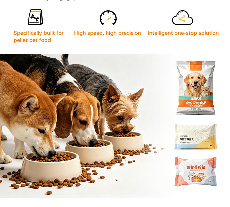 Automatic Doy Pouch Packing Machine Matching Linear Weigher for Senior Pet Dry Feed Granular Material