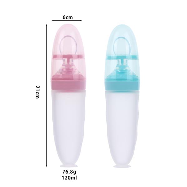Feeding Bottle Squeeze Feeding Spoon Silicone Bottle for Babies Hot Sell Silicone with Spoon Anti Choking Baby