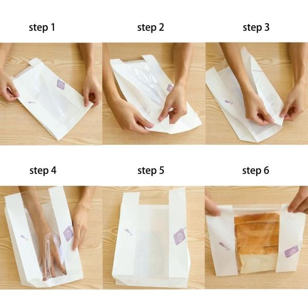 Saco de papel kraft grande para pão e lanche à prova de gordura com embalagem ecológica da janela da frente