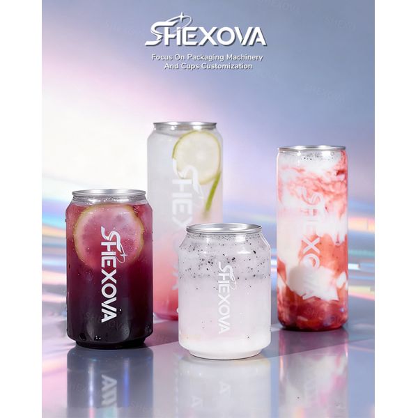 Custom Transparent Pet Cans For Beverages Soda Easy Open Plastic Can