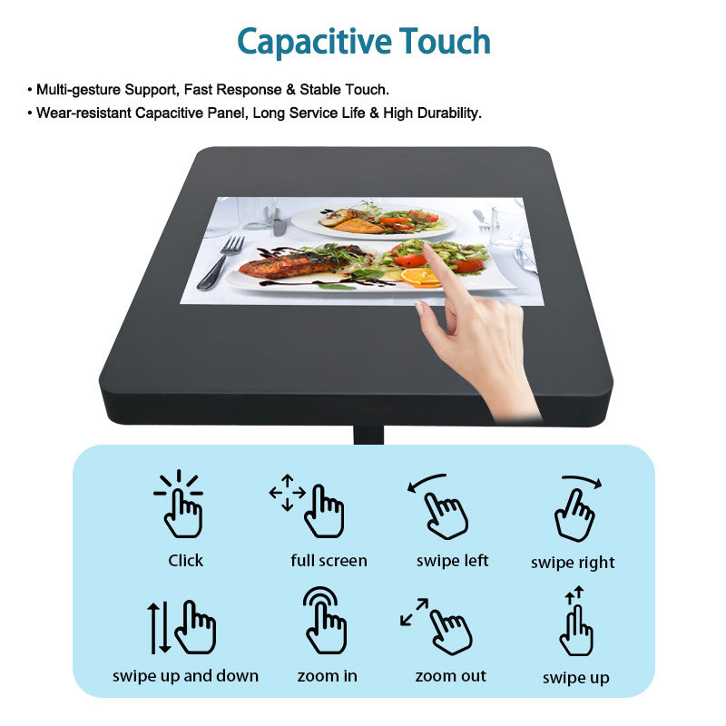 21.5 Inch Capacitive Touch Table with Multi-Gesture Support and Durable Metal Frame - Interactive Kiosk for Restaurants and Cafes