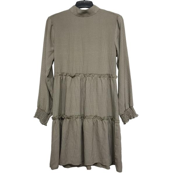 Breathable Ladies  Plus Size Long Sleeve Long Dresses Cotton Fabric With Pleated Bottom