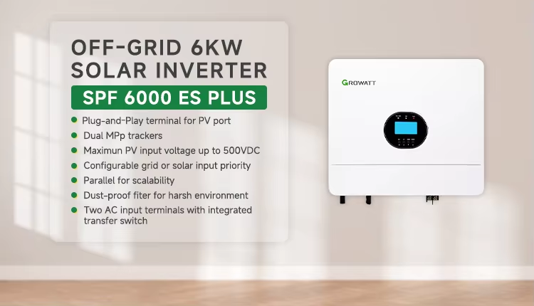 Growatt 6Kw Off Grid Solar Inverter Spf 6000Es With 2 Mppt Trackers