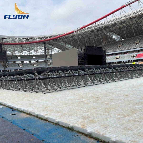 Weather-resistant Portable Event Flooring with Interlocking Design and 5-Year Warranty for Outdoor Protection
