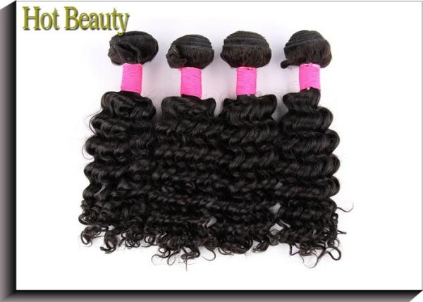 Natural Black 5A Virgin Brazilian Hair , Deep Wave Human Hair Weave