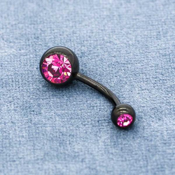 Pink Zircons Belly Button Piercings Jewelry 316 Stainlesss Steel OEM ODM
